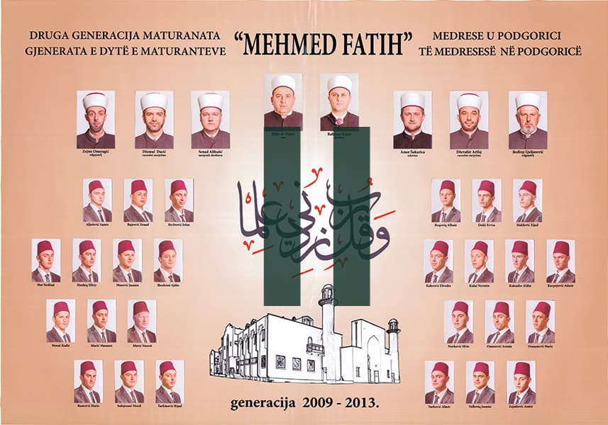Tablo II. generacije maturanata Medrese „Mehmed Fatih“, 2009–2013.