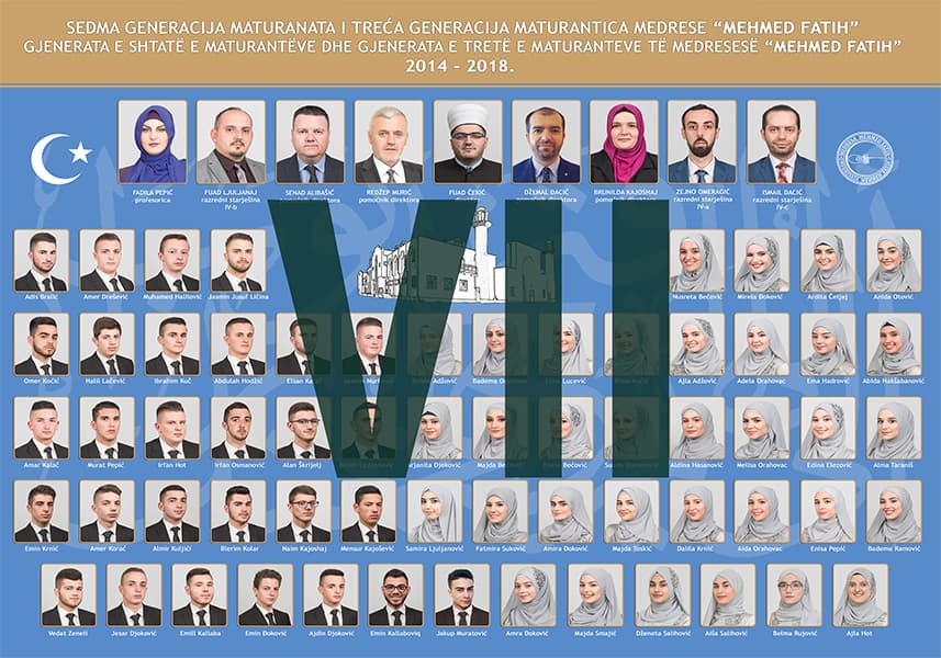 Tablo VII. generacije maturanata i maturantica Medrese „Mehmed Fatih“, 2014–2018.