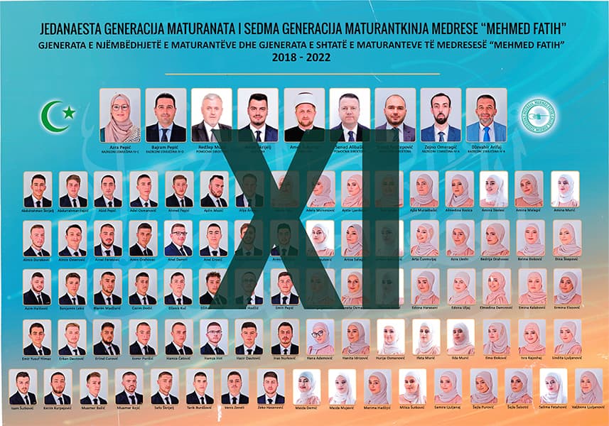 Tablo XI. generacije maturanata i maturantica Medrese „Mehmed Fatih“, 2018–2022.